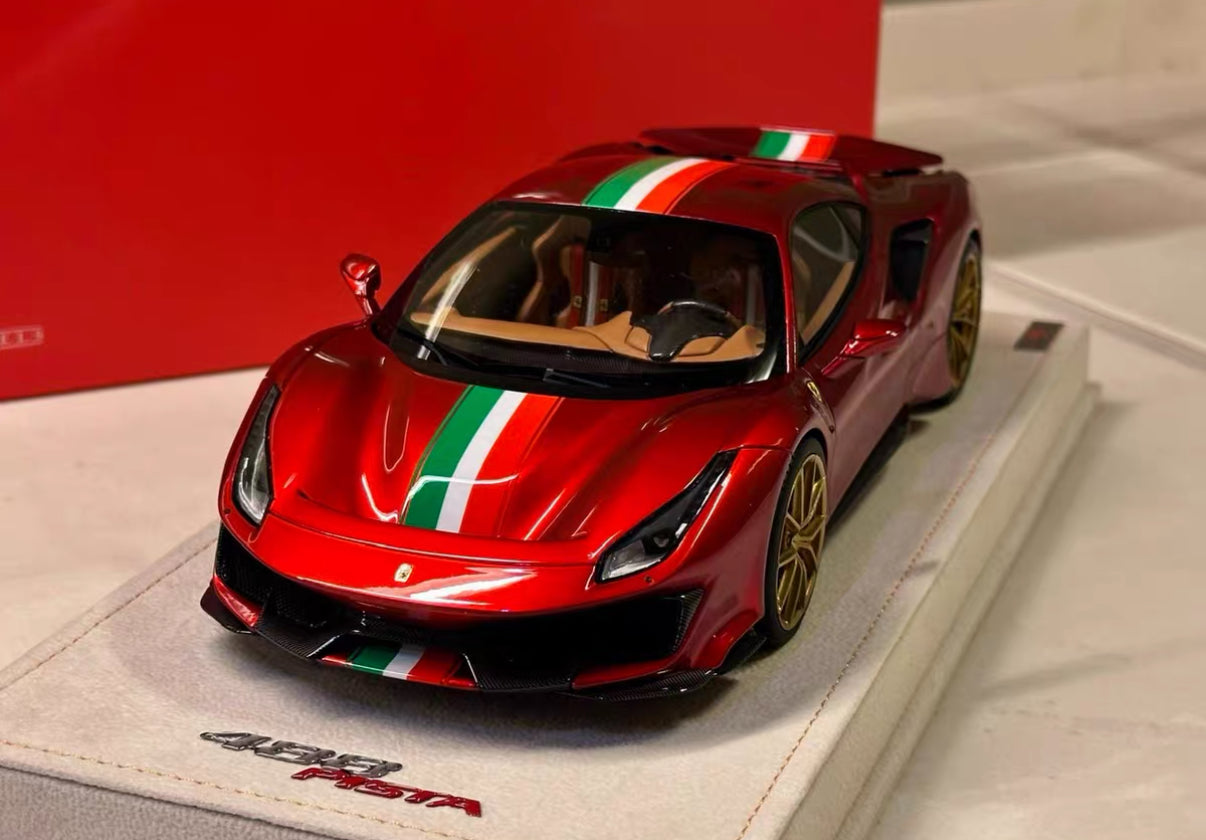 Ferrari 488 Pista 1:18 MR Collection Models – Rosso Fuoco Tricolore Stripe