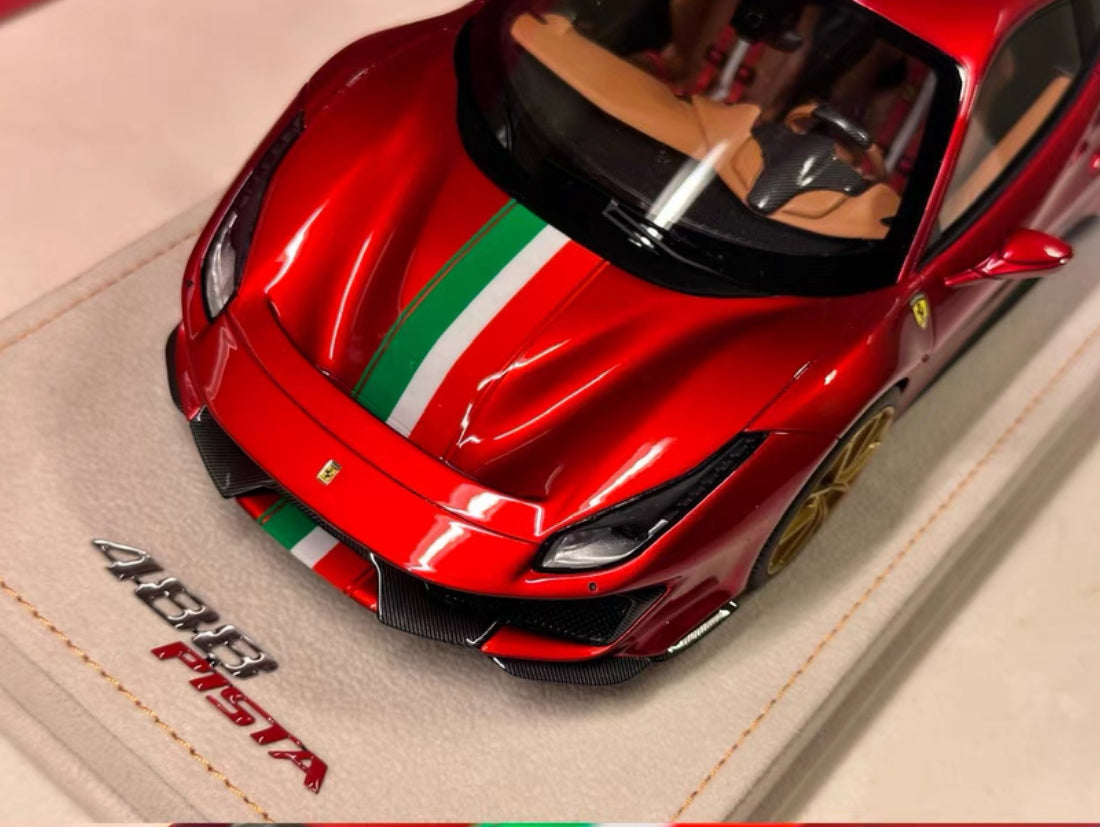 Ferrari 488 Pista 1:18 MR Collection Models – Rosso Fuoco Tricolore Stripe