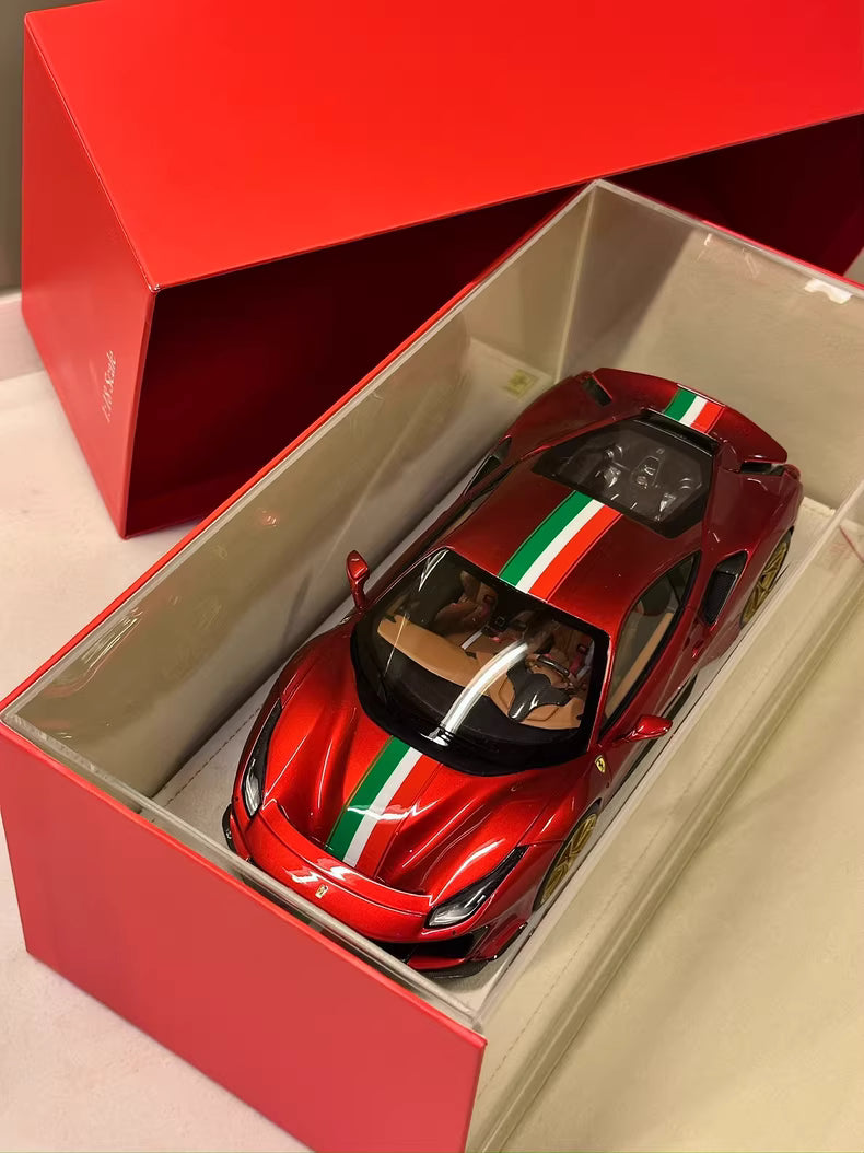 Ferrari 488 Pista 1:18 MR Collection Models – Rosso Fuoco Tricolore Stripe